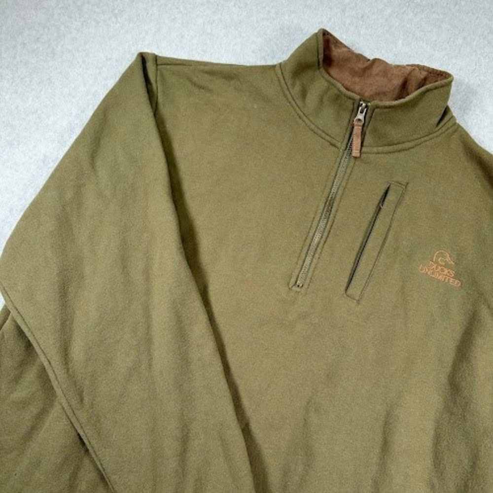 Ducks Unlimited‎ 1/4 Zip Pullover Sweatshirt Mens XL Extra Large Olive Green